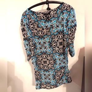 Blouse-Alfani-Large-Black/Aqua